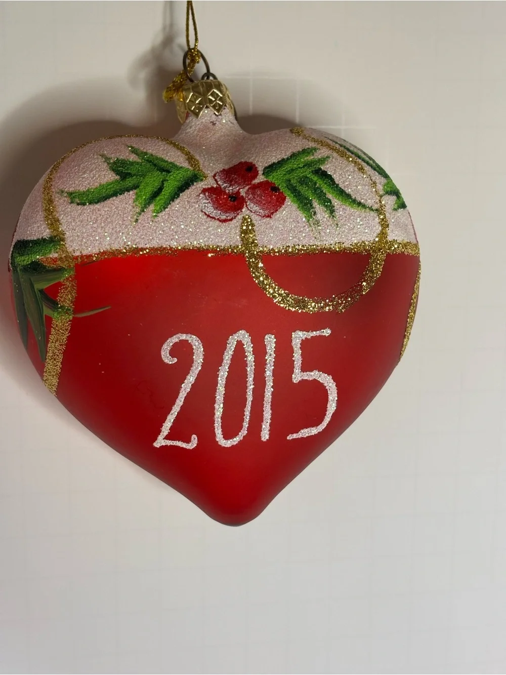 Pier1 Heart-Shaped Red Merry Christmas Ornament. 2015